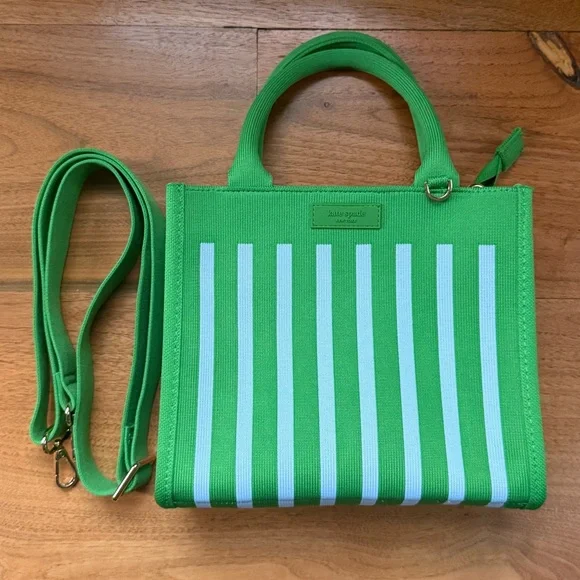 NWOT Kate Spade New York x Target Green and White Stripe Knit Crossbody Bag OS - Picture 2 of 16